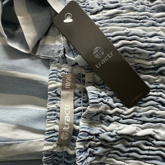 NWT Tractr Blue & White Striped Tencel Jumpsuit – Size 10 - Picture 6 of 11